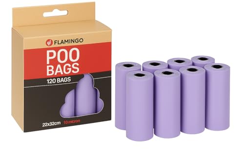 Kotbeutel für Hunde – Biologisch abbaubare Hundetüten – 120 Stück – Größe 22x32 cm – Flamingo Pastellrosa von Flamingo