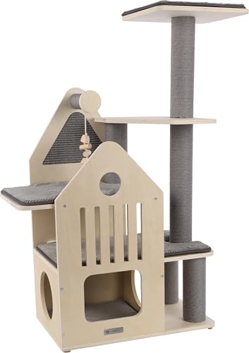 Flamingo Kratzbaum Kaisa – Grau & Beige – 114 cm | Stilvoll, funktional & gemütlich! von Flamingo