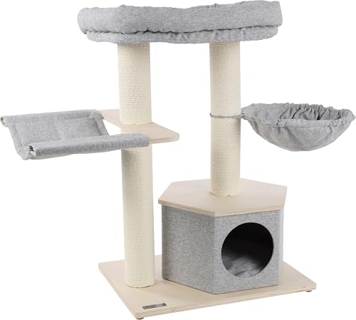 Flamingo Kratzbaum Kaleb – Grau & Beige – 88 cm | Stilvoll, funktional & gemütlich! von Flamingo