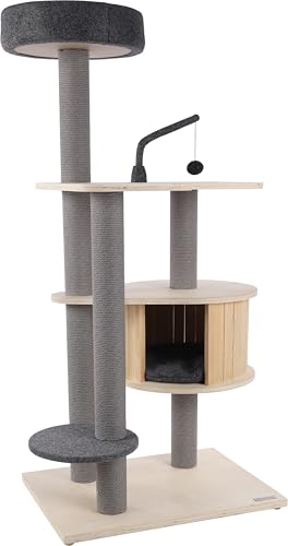 Flamingo Kratzbaum Kandis – Grau & Beige – 137 cm | Stilvoll, funktional & gemütlich! von Flamingo