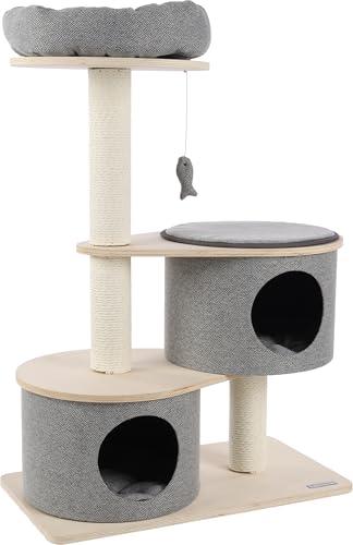 Flamingo Kratzbaum Kanzo – Grau & Beige – 102 cm | Stilvoll, funktional & gemütlich! von Flamingo