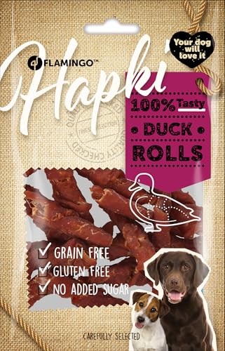 Flamingo Leckerli Hund – Hapki Rolle mit Ente – 85g – glutenfrei – getreidefrei – ohne Zuckerzusatz & Konservierungsstoffe – Nature Snack von Flamingo