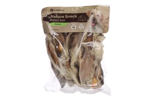Flamingo Leckerli Hund – Natur Kaninchenohren – 200g – glutenfrei – naturbelassen – unterstützt Zahnpflege von Flamingo