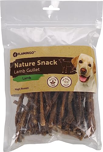 Flamingo Leckerli Hund – Natur Schafsspeiseröhre – 200g – glutenfrei – ohne Zucker – gesunder Kausnack von Flamingo