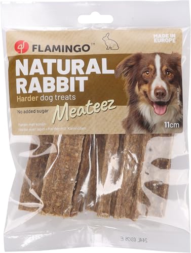 Flamingo Snack Meateez Harder – Kaninchen | 100% Natürlicher & Extra Harte Kausnack für Hunde! von Flamingo