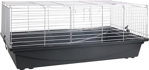 Flamingo Kleintierkäfig Eppo – Silber/Schwarz, XL (100 cm) | Geräumiger & robuster Käfig für Kaninchen & Meerschweinchen von Flamingo