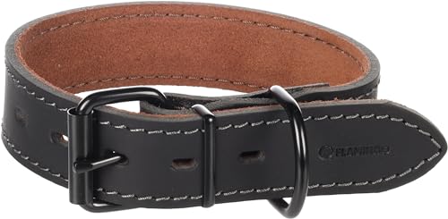Halsband MONTANA Leder BREIT SCHWARZ M 35-45CM 35MM Halsband MONTANA Leder BREIT SCHWARZ M 35-45CM 35MM von Flamingo