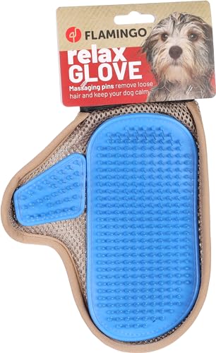Flamingo Pienna Massage- und Bürstenhandschuh für Hunde und Katzen, 24 x 18 x 2,5 cm, mit Metallborsten, Taupe/Blau Flamingo Pienna Massage- und Bürstenhandschuh für Hunde und Katzen, 24 x 18 x 2,5 cm, mit Metallborsten, Taupe/Blau von Flamingo