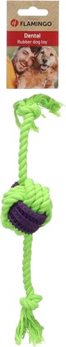 Flamingo Spielzeug GROPA ZERRSEIL + GUMMIBALL GRÜN/VIOLETT S 30x6,5x5,7CM von Flamingo