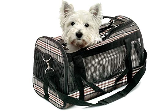 Flamingo Tragetasche Mayfair – Braun, Größe L (50 × 27 × 31 cm) | Stilvolle & Komfortable Transporttasche für Hunde & Katzen! von Flamingo