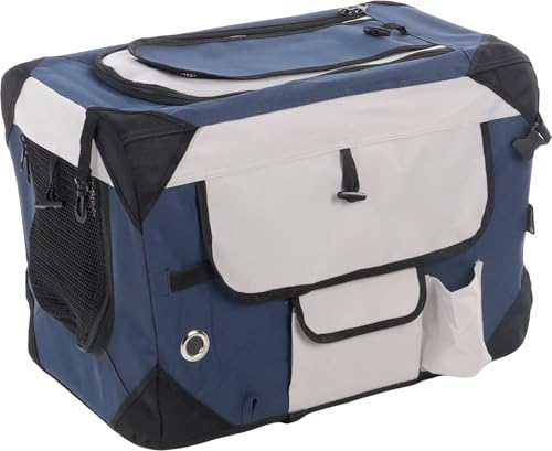 Flamingo Transportkäfig Geronimo blau 35x49,5x35cm - Verstärkter und Faltbarer Rahmen - Herausnehmbarer Boden - Aufrollbare Vorhänge, 3 Staufächer und mit Möglichkeit für eine Trinkflasche Flamingo Transportkäfig Geronimo blau 35x49,5x35cm - Verstärkter und Faltbarer Rahmen - Herausnehmbarer Boden - Aufrollbare Vorhänge, 3 Staufächer und mit Möglichkeit für eine Trinkflasche von Flamingo