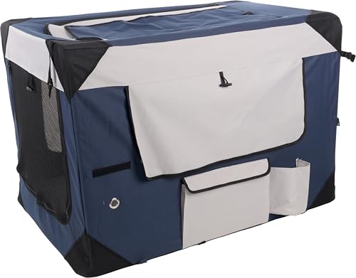 Flamingo Transportkäfig Geronimo blau 69x102x69cm - Verstärkter und Faltbarer Rahmen - Herausnehmbarer Boden - Aufrollbare Vorhänge, 3 Staufächer und mit Möglichkeit für eine Trinkflasche Flamingo Transportkäfig Geronimo blau 69x102x69cm - Verstärkter und Faltbarer Rahmen - Herausnehmbarer Boden - Aufrollbare Vorhänge, 3 Staufächer und mit Möglichkeit für eine Trinkflasche von Flamingo