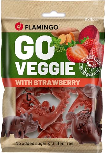 Flamingo Leckerli Hund – Veggie Dino mit Erdbeere groß – 120g – glutenfrei – kalorienarm – Zahnpflege Snack Flamingo Leckerli Hund – Veggie Dino mit Erdbeere groß – 120g – glutenfrei – kalorienarm – Zahnpflege Snack von Flamingo