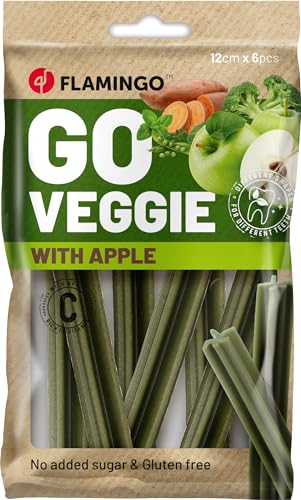 Flamingo Leckerli Hund – Veggie Stange Apfel – 12cm – 78g – glutenfrei – gesunder und zahnpflegender Snack von Flamingo