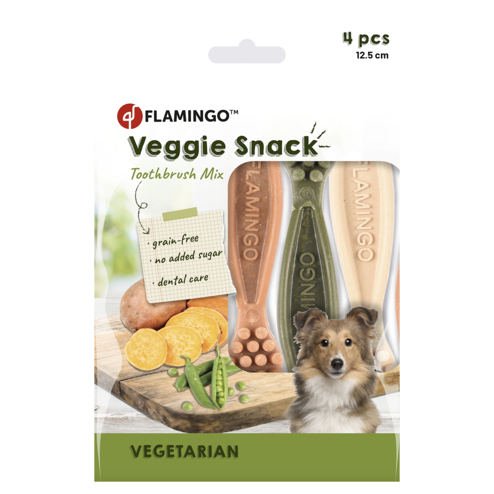 Flamingo Veggie Zahnbürste Mix - 160 g (4 Stück, 12,5 cm) von Flamingo