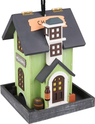 Flamingo Vogelfuttersilo Hodra – Premium-Qualität – Holz grün 18x18x23cm von Flamingo