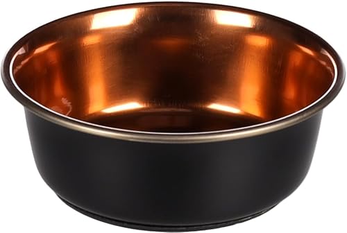 Flamingo Fress- & Trinknapf Ezra – Rund, Schwarz/Kupfer, 900 ml | Stilvoller & Rutschfester Napf für Hunde & Katzen! von Flamingo