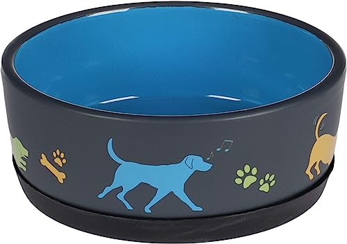 Futter- und Wassernapf für Hunde Cori, Keramik, blau, rund, rutschfest, 500 ml, 14 x 5,5 cm von Flamingo