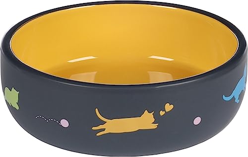 Futter- UND TRINKNAPF Katze Rani Keramik GELB RUND 380ML 13,5x4,5CM von Flamingo