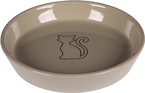 Futter- UND TRINKNAPF Katze AURI Keramik Taupe OVAL 500ML 20x3,5CM von Flamingo