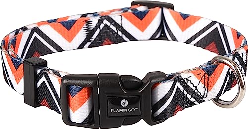 Halsband Stian Weiss/SCHWARZ/ORANGE S 30-45CM 15MM von Flamingo