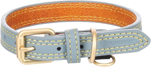 Flamingo Halsband für Hund Virginia hellblau XS/S 24-30cm 15mm - Mit einem Ring für ID-Anhänger - Genäht für extra Stärke von Flamingo