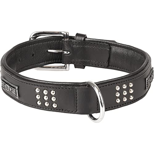 Halsband Sedona Leder + SCHMUCKELEMENTEN SCHWARZ L 43-50CM 37MM Halsband Sedona Leder + SCHMUCKELEMENTEN SCHWARZ L 43-50CM 37MM von Flamingo