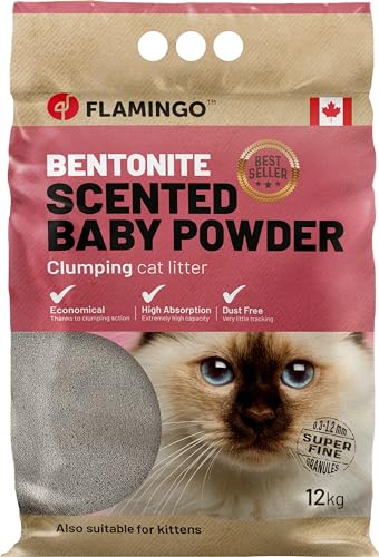 Flamingo Klumpstreu Kanada aus Bentonit mit Babypuderduft - Feine Körnung, 12 kg für 10 Wochen, Ideal für Maine Coon, Britisch Kurzhaar, Ragdoll, Norwegische Waldkatze usw. Flamingo Klumpstreu Kanada aus Bentonit mit Babypuderduft - Feine Körnung, 12 kg für 10 Wochen, Ideal für Maine Coon, Britisch Kurzhaar, Ragdoll, Norwegische Waldkatze usw. von Flamingo