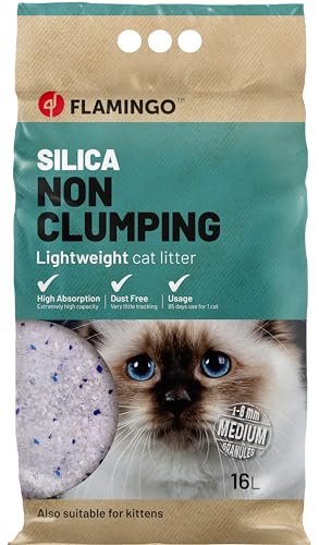 Flamingo Katzenstreu Silica Medium Körnchen – 16L für 20 Wochen, Lichtgewicht, Staubfrei, Schnelle Feuchtigkeitsaufnahme, Neutralisiert Unangenehme Gerüche Flamingo Katzenstreu Silica Medium Körnchen – 16L für 20 Wochen, Lichtgewicht, Staubfrei, Schnelle Feuchtigkeitsaufnahme, Neutralisiert Unangenehme Gerüche von Flamingo