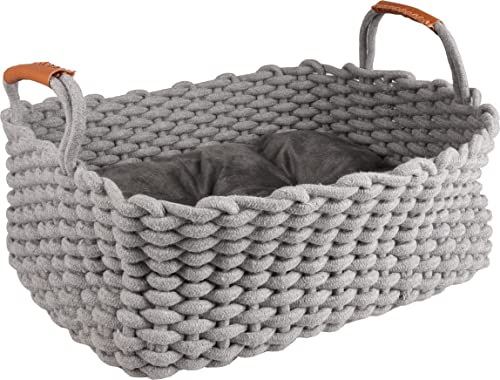 Flamingo Korb ENYA RECHTECKIG + Kissen GRAU 45x32x18CM von Flamingo