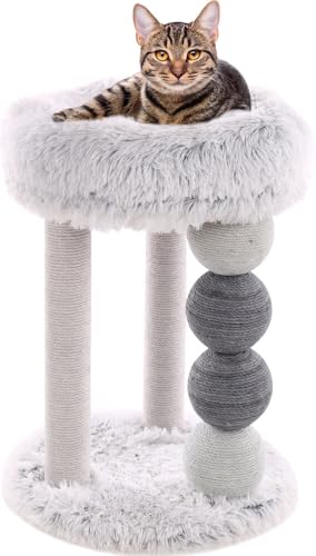Flamingo Kratzbaum Duchess – Grau/Weiß | Luxuriöser & Kuscheliger Kratzbaum für Katzen! von Flamingo