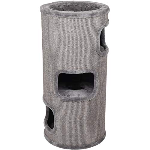 Flamingo Kratztonne Enes – Grau, Medium (90 cm) | Kompakte Kratz- & Versteckoase für Katzen! von Flamingo