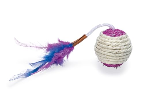 Karlie Spielbälle mit Feder und Rassel - Katzenspielzeug - Sisal - Sortiert - Durchm. 6 cm von Flamingo