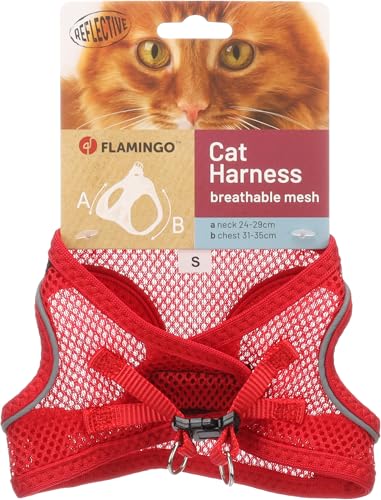Katze Geschirr Step&Go Berta Rot S 24-29cm 31-35cm von Flamingo