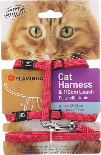 Katze Geschirr mit Leine Elza Korallenrot 22-32cm 27-46cm 110cm 10mm Katze Geschirr mit Leine Elza Korallenrot 22-32cm 27-46cm 110cm 10mm von Flamingo