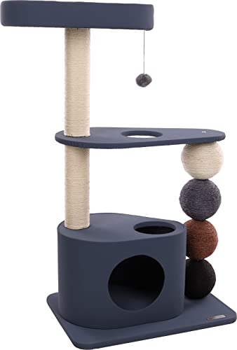 Flamingo Horacio Kratzbaum – Blau – 76 x 44 x 107,5 cm – Multifunktionskratzbaum mit Plattformen, Kuschelhaus und Kratzstämmen aus Sisal Flamingo Horacio Kratzbaum – Blau – 76 x 44 x 107,5 cm – Multifunktionskratzbaum mit Plattformen, Kuschelhaus und Kratzstämmen aus Sisal von Flamingo