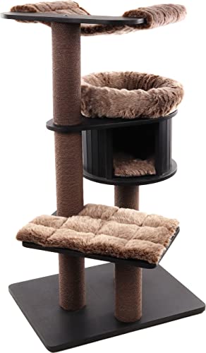 Flamingo Kratzbaum Raisa 2 – Braun/Grau, 130 cm | Großer, Stabiler & Gemütlicher Kratzbaum für Katzen! von Flamingo