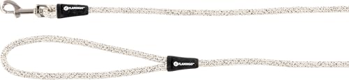 Flamingo Hundeleine Lago weiß/schwarz - 130cm 8mm - Verchromter Karabinerhaken von Flamingo