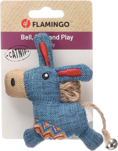Flamingo Katzenspielzeug – Robla Esel – 12cm – Textil – mit Glöckchen & Catnip – bunt – weiches Spielzeug von Flamingo