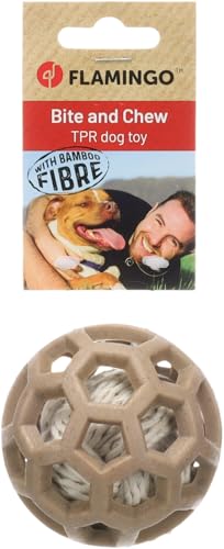 Flamingo Hundespielzeug – Wilga Ball Braun – TPR+Bambus, Ball innen – Ø 7,6 cm von Flamingo