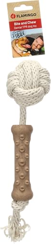 Flamingo Hundespielzeug – Wilga Knotenball & Stab Braun – TPR+Bambus, Zahnpflege – Länge 31 cm von Flamingo