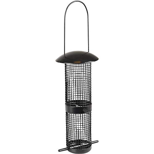 Flamingo Vogelfuttersilo Tuwa – Premium-Qualität – Metall/Gitter schwarz 13x13x28cm von Flamingo