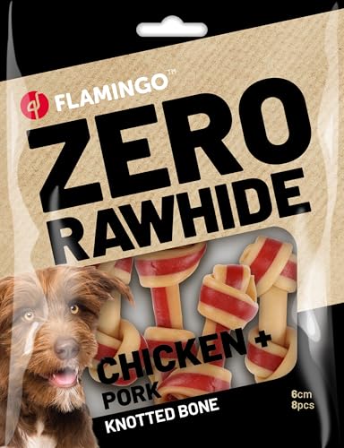 Zero Rawhide GEKNOTETER Knochen MIT Huhn UND Schwein 6CM 8ST 144G Zero Rawhide GEKNOTETER Knochen MIT Huhn UND Schwein 6CM 8ST 144G von Flamingo