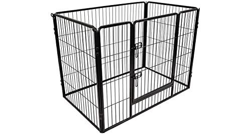 Flamingo Hundekennel Kazan – Schwarz, Größe L (122 × 75 × 90 cm) | Robuster Metallkäfig für große Hunde von Flamingo