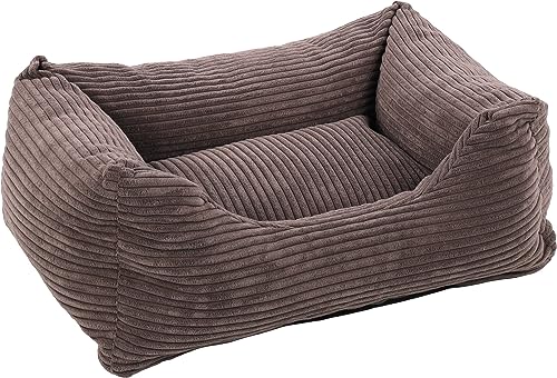 lamingo Hundebett Velluto Rechteckig Braun – A: 65 cm, B: 50 cm, C: 20 cm Waschbar, Antislip, Zart und Stilvoll, Passt In Jedes Interieur! von Flamingo