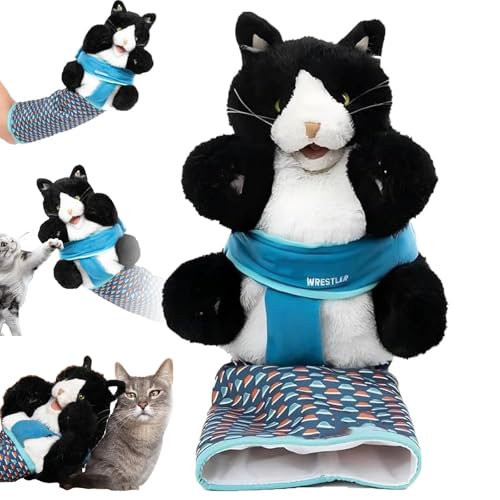 Cat Wrestling Toy Puppet, Katzenspielzeug Interaktiv, 25CM Handpuppe Katze, Cat Puppet Wrestler mit Robuster Polsterung, Handpuppen Katzenspielzeug Interaktiv, für Hauskatzen & Katzenliebhaber (1 PCS) von Flanliy