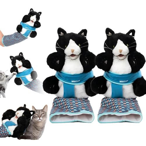 Cat Wrestling Toy Puppet, Katzenspielzeug Interaktiv, 25CM Handpuppe Katze, Cat Puppet Wrestler mit Robuster Polsterung, Handpuppen Katzenspielzeug Interaktiv, für Hauskatzen & Katzenliebhaber (2PCS) von Flanliy