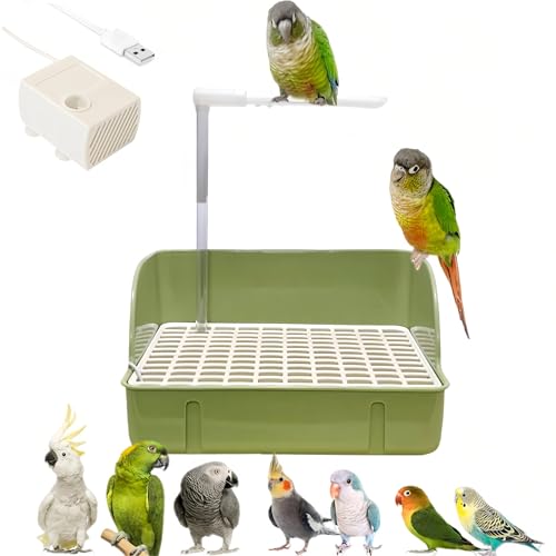 Vogeldusche Wellensittich Badewanne, Automatische Vogel Badewanne, Wellensittich Dusche mit Automatischer Wasserzirkulation, für Wellensittiche, Sittiche, Pfingstrosen Und Mittelgroße Papag (Grün) von Flanliy