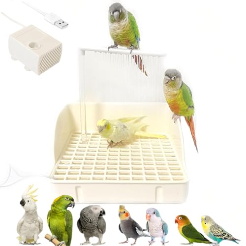 Vogeldusche Wellensittich Badewanne, Automatische Vogel Badewanne, Wellensittich Dusche mit Automatischer Wasserzirkulation, für Wellensittiche, Sittiche, Pfingstrosen Und Mittelgroße Papag (Weiß) von Flanliy
