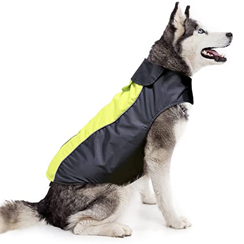 HiGuard Hunde-Regenjacke, Leicht, Wasserdicht für Große Hunde, Mit Reflektierenden Streifen und Leinenlöchern, Ideal für Winter, Warmer Regenmantel, Sicherheit für Welpen, XXL, Grün HiGuard Hunde-Regenjacke, Leicht, Wasserdicht für Große Hunde, Mit Reflektierenden Streifen und Leinenlöchern, Ideal für Winter, Warmer Regenmantel, Sicherheit für Welpen, XXL, Grün von Flashseen